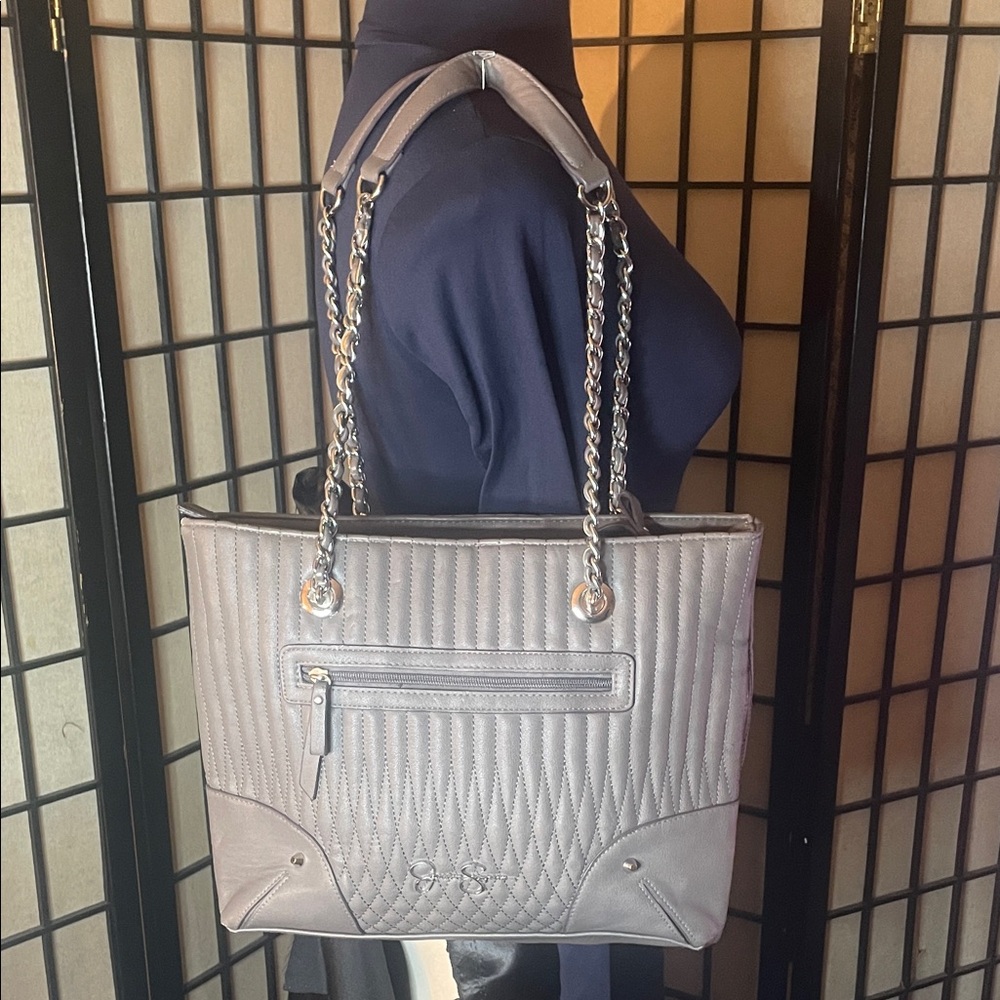 Jessica Simpson Silver Quilted Tote